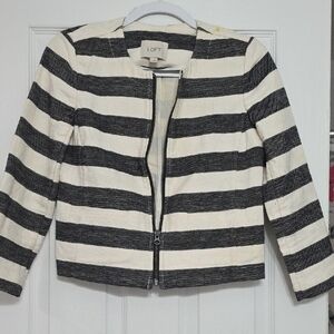 LOFT Women's Striped Blazer in Black and Cream